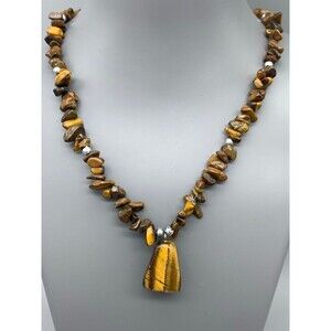 Tigers Eye Stone Chip 18" Pendant Necklace